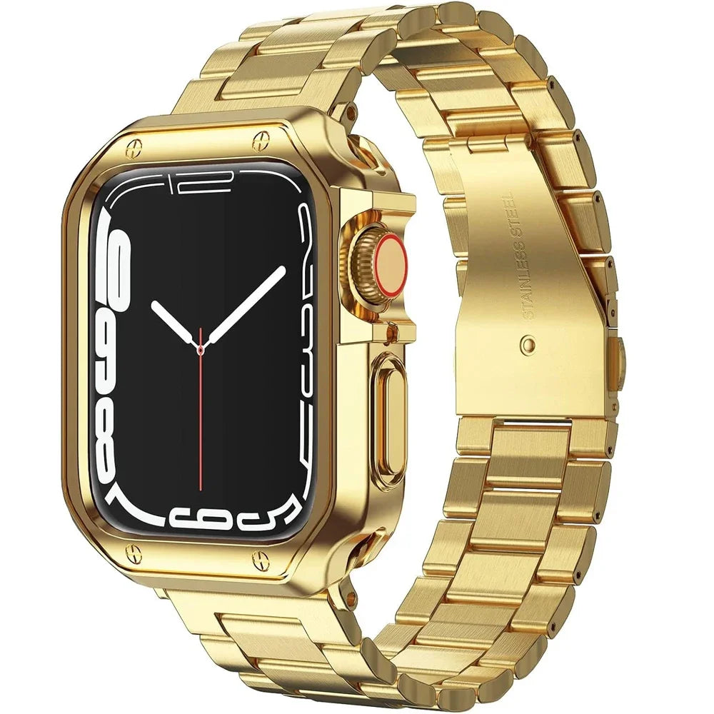 Luxury Steel Band Silver & Gold Edition para Apple Watch – Elegancia Carismática