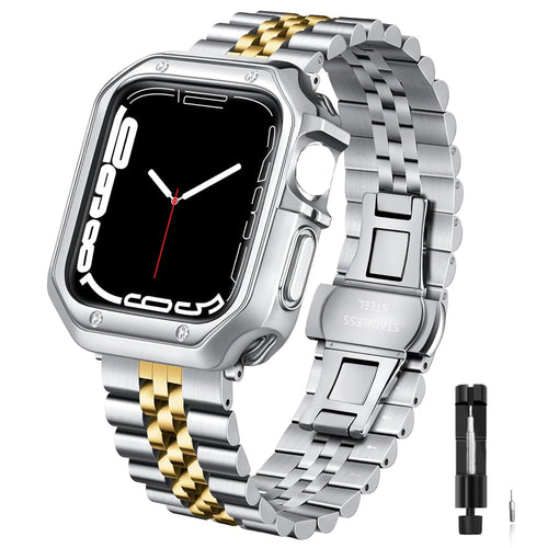 Luxury Steel Band Silver & Gold Edition para Apple Watch – Elegancia Carismática